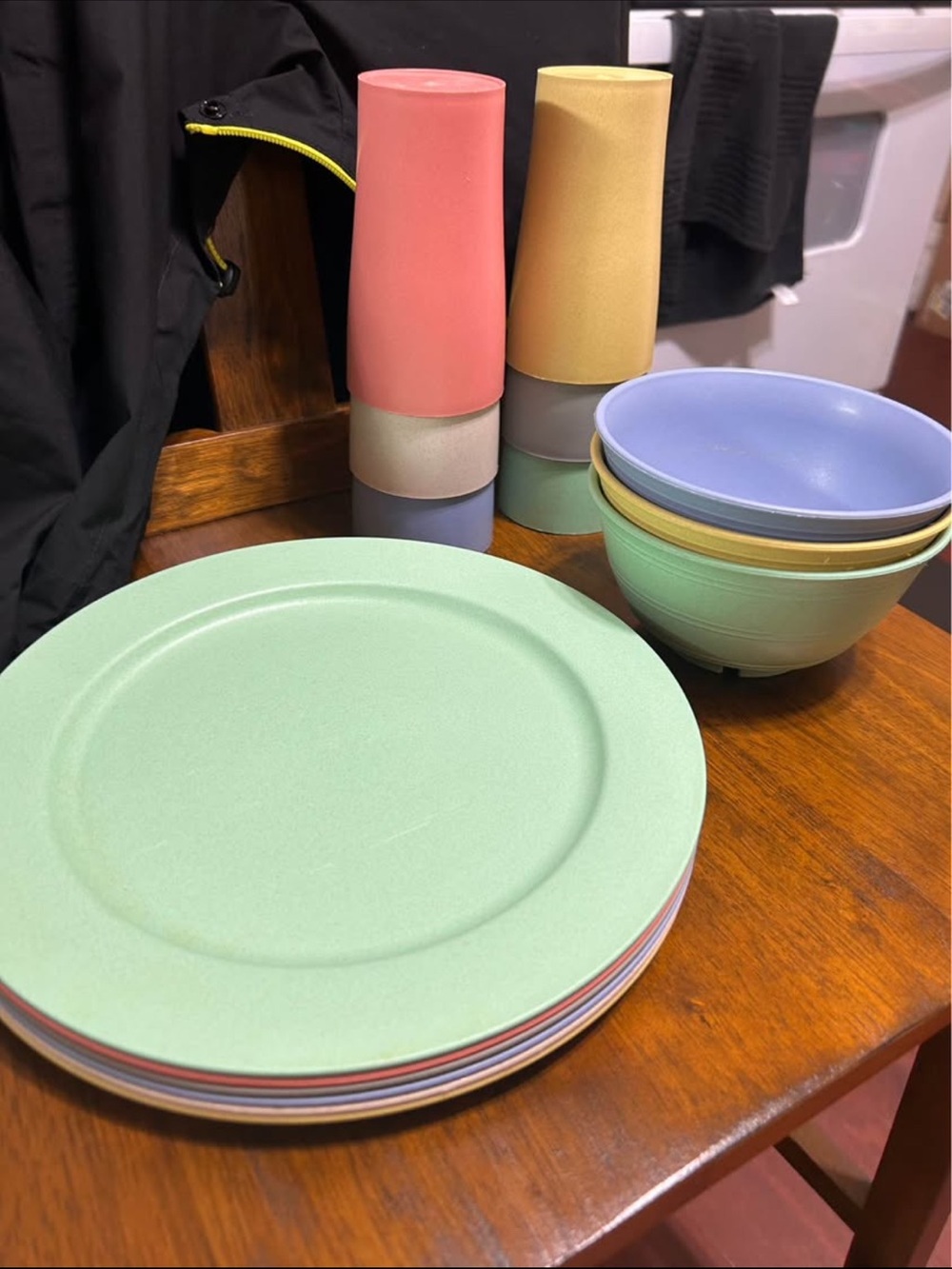 Pastel Melamine Dinnerware Set - Mint, Coral, Lavender, Yellow